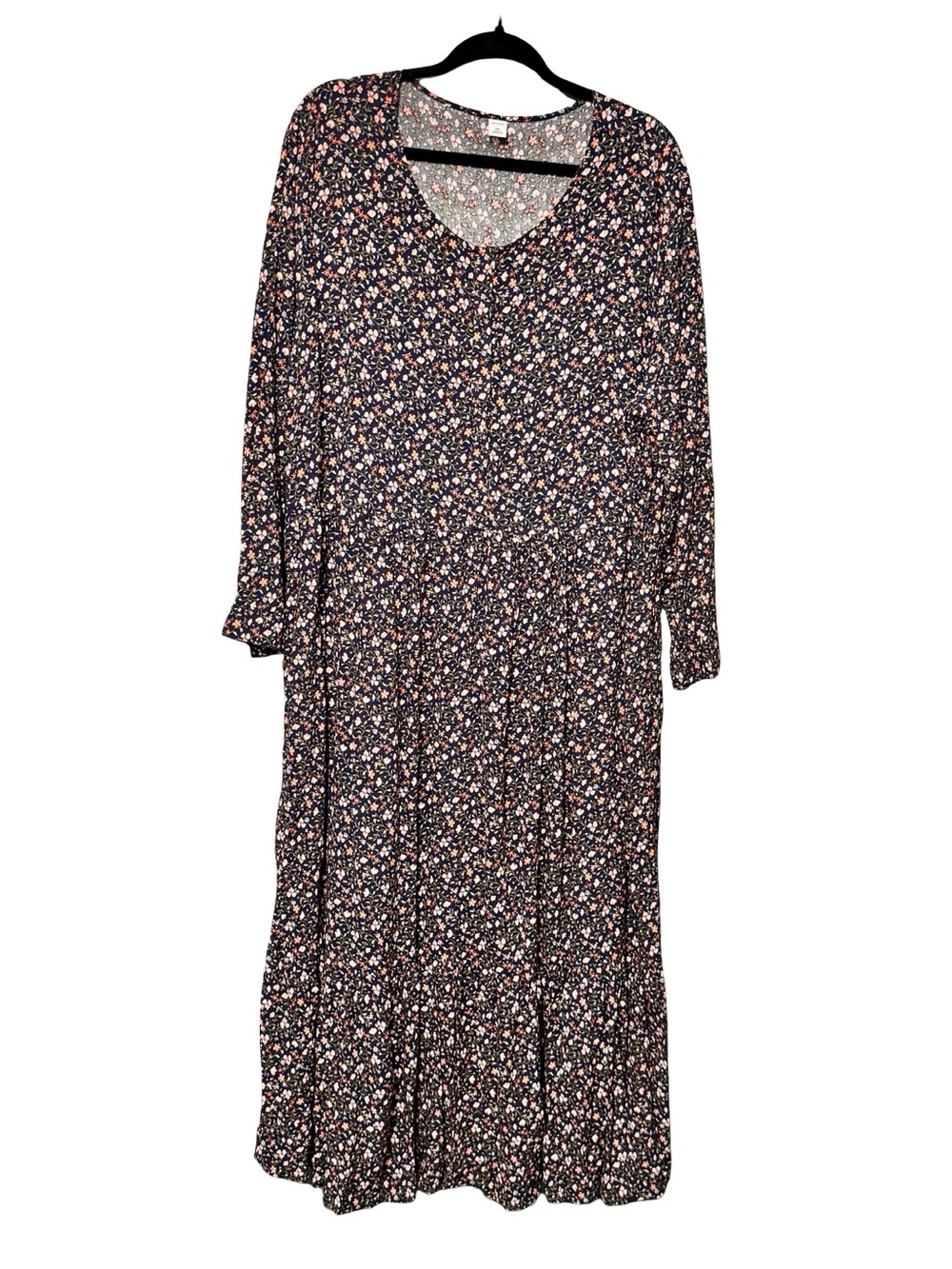 Old Navy Ditsy Floral Blue Long Sleeve Ruffle Hem Cottagecore Prairie Boho Dress